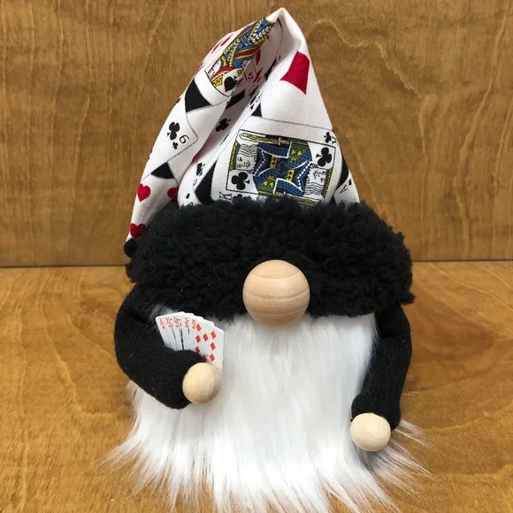 Royal Flush Gnome Poker Cards Gambler Diamonds Clubs Red Black White Sunglasses - Picture 6 of 9